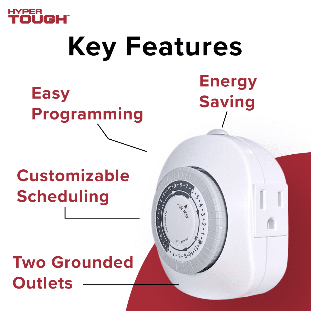 Hyper Tough, Indoor Analog Timer, Double Grounded Outlet