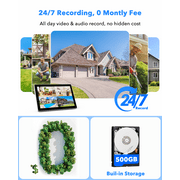 Toguard SC49 10CH Wired Security Camera System Outdoor with 500G Hard Drive, 2K 10.1 LCD NVR Monitor, 4pcs 2K/2MP+2PM PTZ Dual Lens Linkage Security Surveillance Cameras, Wireless WiFi Sigal
