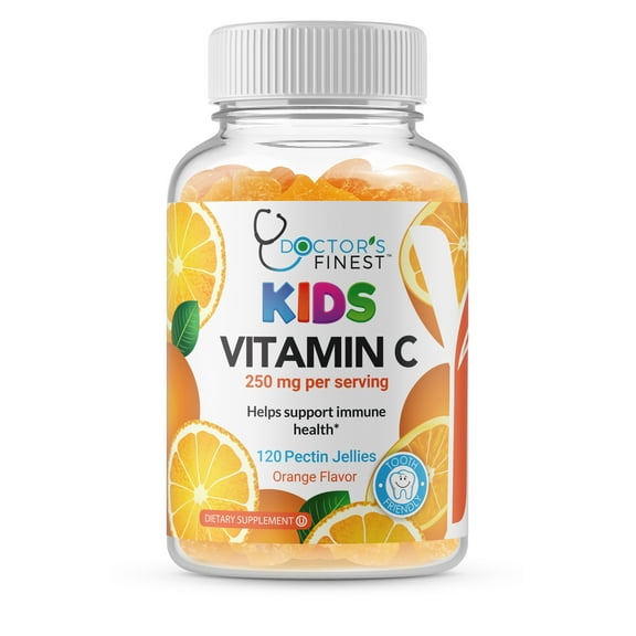 Doctors Finest Kids Vitamin C Gummies - Orange Flavor - Kids Dietary Supplement - 120 Jellies