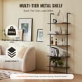 thumbnail image 6 of KFFKFF 5-Tier Ladder Shelf, 24x11.8in, Wall-Mounted Open Bookshelf with Metal Frame, Storage Rack for Kitchen, Bedroom, Bathroom, Living Room, Black, 6 of 9