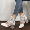 thumbnail image 2 of Mostsola Dress Ankle Boots for Women Elegant Embroidery Mesh Clear Heel Zipper Booties, 2 of 9