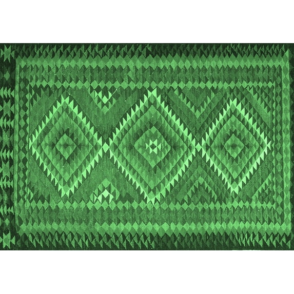 Ahgly Company Indoor Rectangle Persian Emerald Green Traditional Area Rugs, 7' x 10'