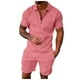 thumbnail image 1 of Men's Short Sets Outfits 2 Piece Summer Tracksuit Short Sleeve Shirt And Shorts Set Casual Sport SuitL, 1 of 5