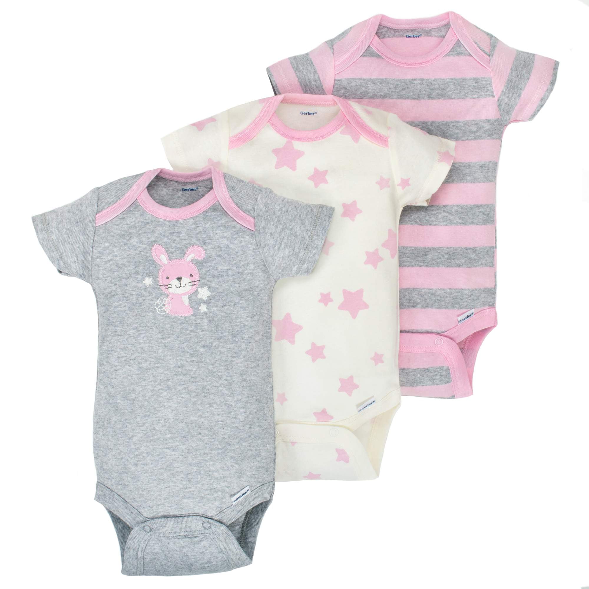 Gerber Newborn Baby Girl Onesies Brand Organic Short Sleeve Bodysuits