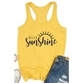 thumbnail image 6 of KimSoong Women Summer Sleeveless Tank Tops Hello Sunshine Letter Print Casual Loose Vest Vacation Shirt, 6 of 7