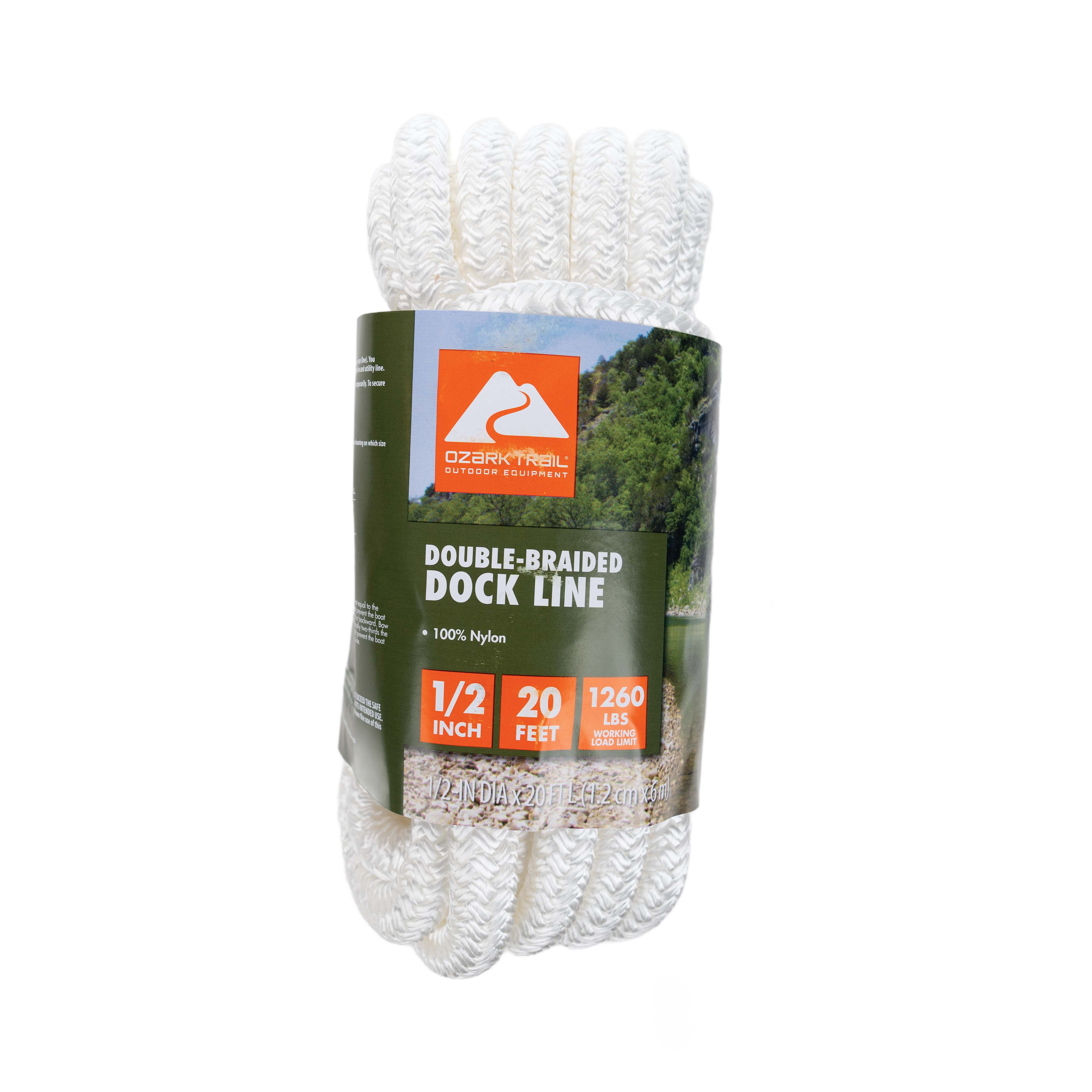 Ozark Trail 2-Pack 1/2-inch x 20-foot Nylon Boat Dock Lines, White