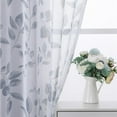 thumbnail image 5 of 2 Panels Sheer Curtains, Leaves Floral Faux Linen Textured Grommet Voile Curtain Drapes, 5 of 7