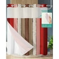 thumbnail image 2 of No Hook Shower Curtain with Snap-in Liner, Red Pink Waterproof Fabric Bathroom Curtains, Farmhouse Wood Grain Vintage Brown Striped Bath Curtains & Mesh Top Window 72"x78" Long, 2 of 6
