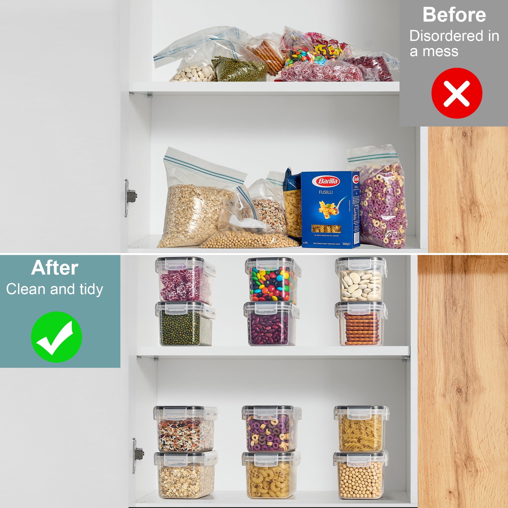 Sorbus 12 Pack Airtight Food Storage Container Set with Locking Lids, Measuring Spoons, and Labels (0.8L/27.05 oz)