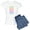 With Blue Strpe Pant, variant on - Thought She Be But Little S Women's Light Pajamas - Women's Short Sleeve Print T-Shirt and Pants Light Cotton Pajama Set