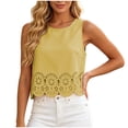 thumbnail image 2 of Sokhug Womens Sleeveless Tank Top 2026 Round Neck Trendy Crochet Lace Hem Soft Casual Camisole Tank Tops, 2 of 6