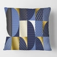 thumbnail image 2 of Designart Retro Luxury Waves In Gold And Blue IV' Mid-Century Modern Throw Pillow - 16x16, 2 of 2