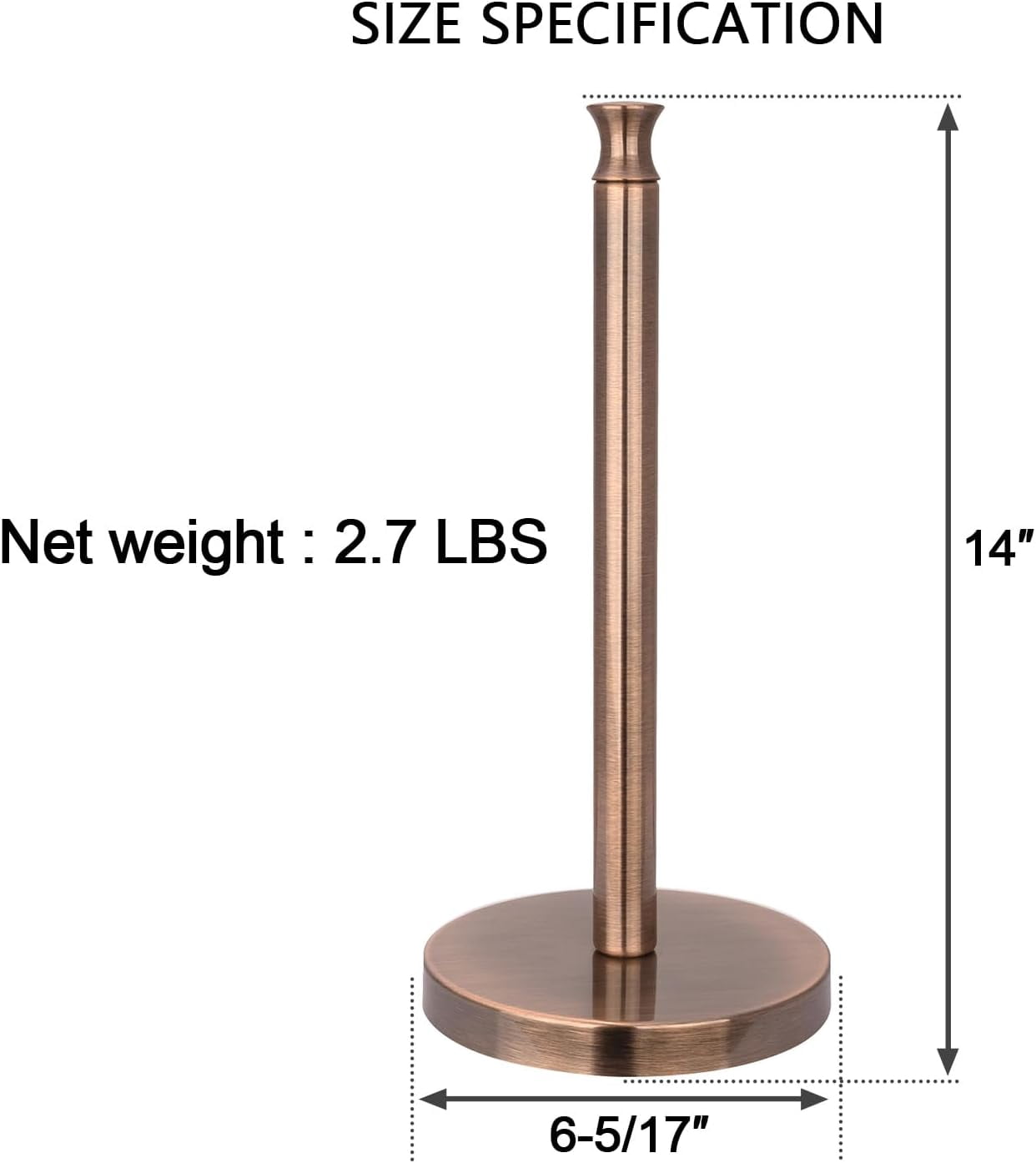 Akicon Paper Towel Holder Roll Dispenser Stand for Kitchen Countertop & Dining Room Table Modern Style, Antique Copper
