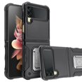 thumbnail image 1 of For Samsung Galaxy Z Flip 3 5G with Screen Protector Phone Case Magnet Mount Ready Slip Guard Grids Pattern Kickstand Hybrid Slim Shock Bumper Cover, 1 of 4