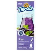 (3 Pack) Thirstix Drink Mix, Grape, 1.9 Oz, 6 Packets, 1 Count
