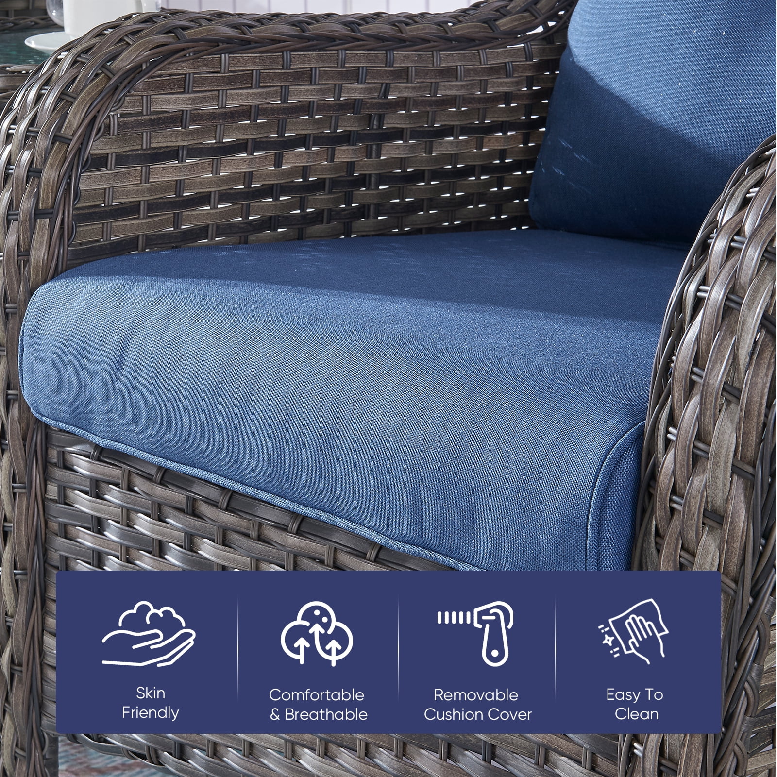 Giantfurnni Cushions for Outdoor Furniture Set 22 x 24,Patio Furniture Cushions Waterproof & Fade Resistant Deep Seat Cushion for Wicker Chair, Sofa, Couch