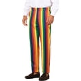 thumbnail image 4 of INSPIRE CHIC Pantalon Habillé à Rayures pour Homme Pantalon à Rayures à Couleurs Contrastées 38 Bleu Rouge, 4 of 5