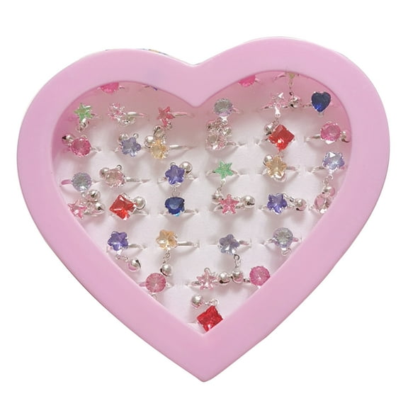 Cute Princess Rings Bulk 36Pieces/Set Kids Party Favor Pretend for Play Dressing Costume Jewelry Ring Novelty Gift Fille