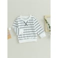 thumbnail image 3 of Bagilaanoe Toddler Baby Girl Boy Casual Sweatshirt Long Sleeve Striped Pullover 6M 12M 18M 24M 3T 4T Kids Fall Loose Tee Tops, 3 of 8