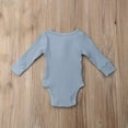 thumbnail image 4 of WIBACKER Newborn Unisex Baby Romper Infant Solid Ribbed Long Sleeve Bodysuit 1Pcs, 4 of 7