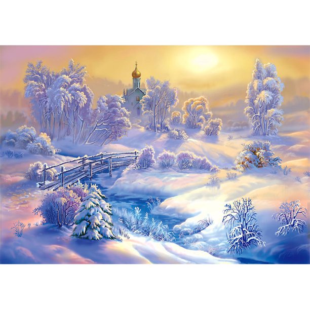 Taladro Pintura Diamante (DF3110) 5D DIY Full Snow Scenery Inicio Costura (Snow09) 45x60cm FLhrweasw Nuevo