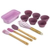 Thyme & Table Mini Kitchen Utensil Set with Whisk, Spatula, Mini Loaf Pan, Cupcake Liners, 11 Pieces, Lavender