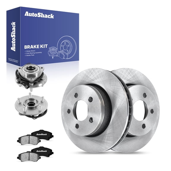 AutoShack Front Vented Brake Rotors   Ceramic Pads   Hub Bearing Assembly 8-PC Brake Kit Replacement for 2008-2012 Jeep Liberty 2007-2011 Dodge Nitro 11.89" (302 mm)