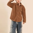 thumbnail image 4 of WRKEKC Kids Solid Color Corduroy Shirt Jacket Long Sleeve Pocketed Outerwear for 12 Months-10 Years Boys Girls Fall Winter, 4 of 5