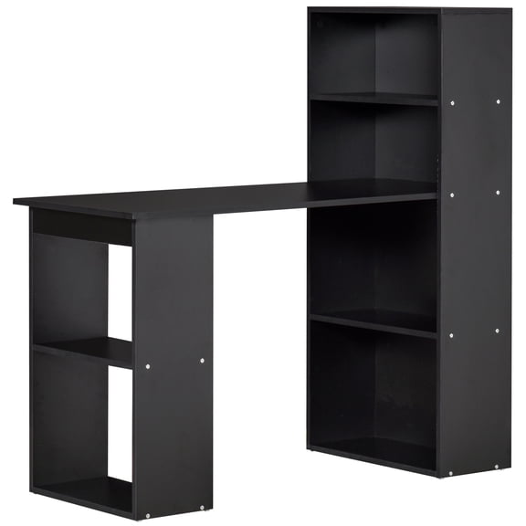 HOMCOM Modern Desk with 6-Tier Shelves, 47" Writing Table, Black