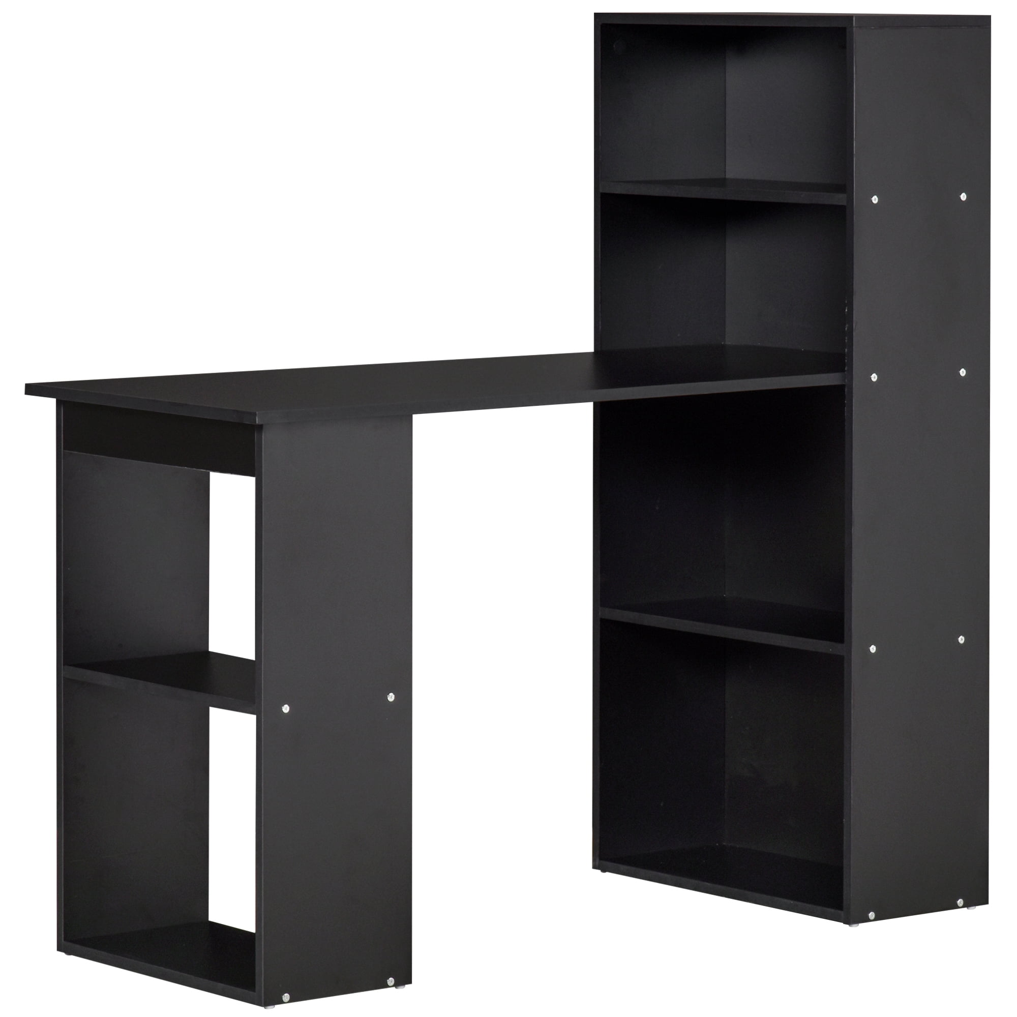 HOMCOM Modern Desk with 6-Tier Shelves, 47" Writing Table, Black