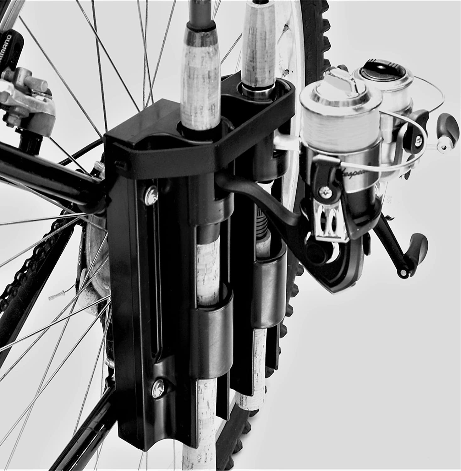 Fishing Rod Holder, Hold 2 Rods, Easily Mount Fishing Poles to Bike