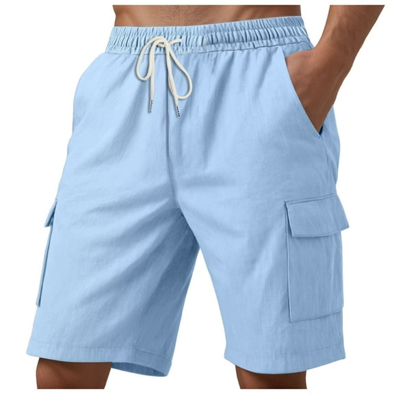 Men's Stretch Cargo Shorts Casual Drawstring Classic Relaxed Fit Summer Short with Multi Pockets Mens Beach Shorts Athletic Gym Basketball