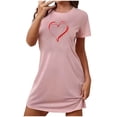 thumbnail image 3 of Fartey Women's Short Nightgown Cute Heart Graphic Sleepshirts Soft Comfy Short Sleeve Crew Neck Nightdress Casual Daily Loungewear Pink XL, 3 of 4