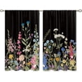 thumbnail image 6 of Rustic Black Floral Kitchen Curtains Flower Botanical Small Window Treatment Wildflower Spring Cafe Short Window Curtains for Bathroom Dining Laundry Room Leaf Treatment Drapes 27.5x39 inch, 6 of 6