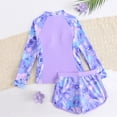 thumbnail image 5 of Gaexia Girls Swim Set Rash Guard Long Sleeve Zip Up Top with Matching Swim Bottoms Two Piece Bathing Suit UPF 50+ Outdoor Water Sports Set, 5 of 6