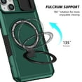 thumbnail image 2 of Allytech Magnetic Case for iPhone 15 with Lens Slide Cover, [Non-Slip] [Military Grade Protection] Slim Shockproof Ring Stand Case Support Wireless Charging, Darkgreen, 2 of 10