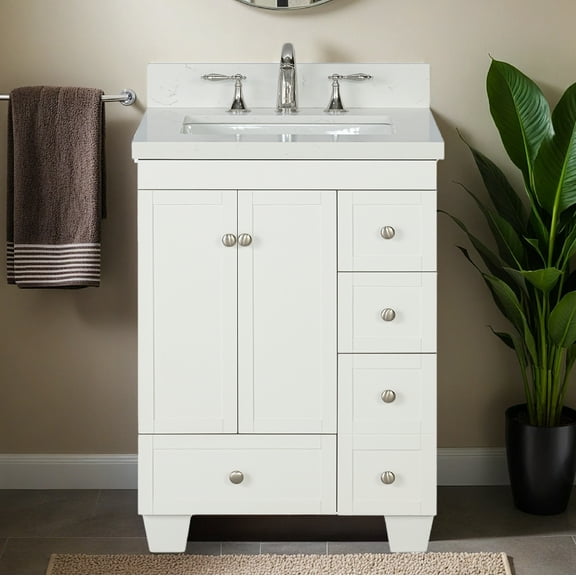 Lavanti Depos Solidwood 24-inch Bathroom Vanity with Sink - Stylish White