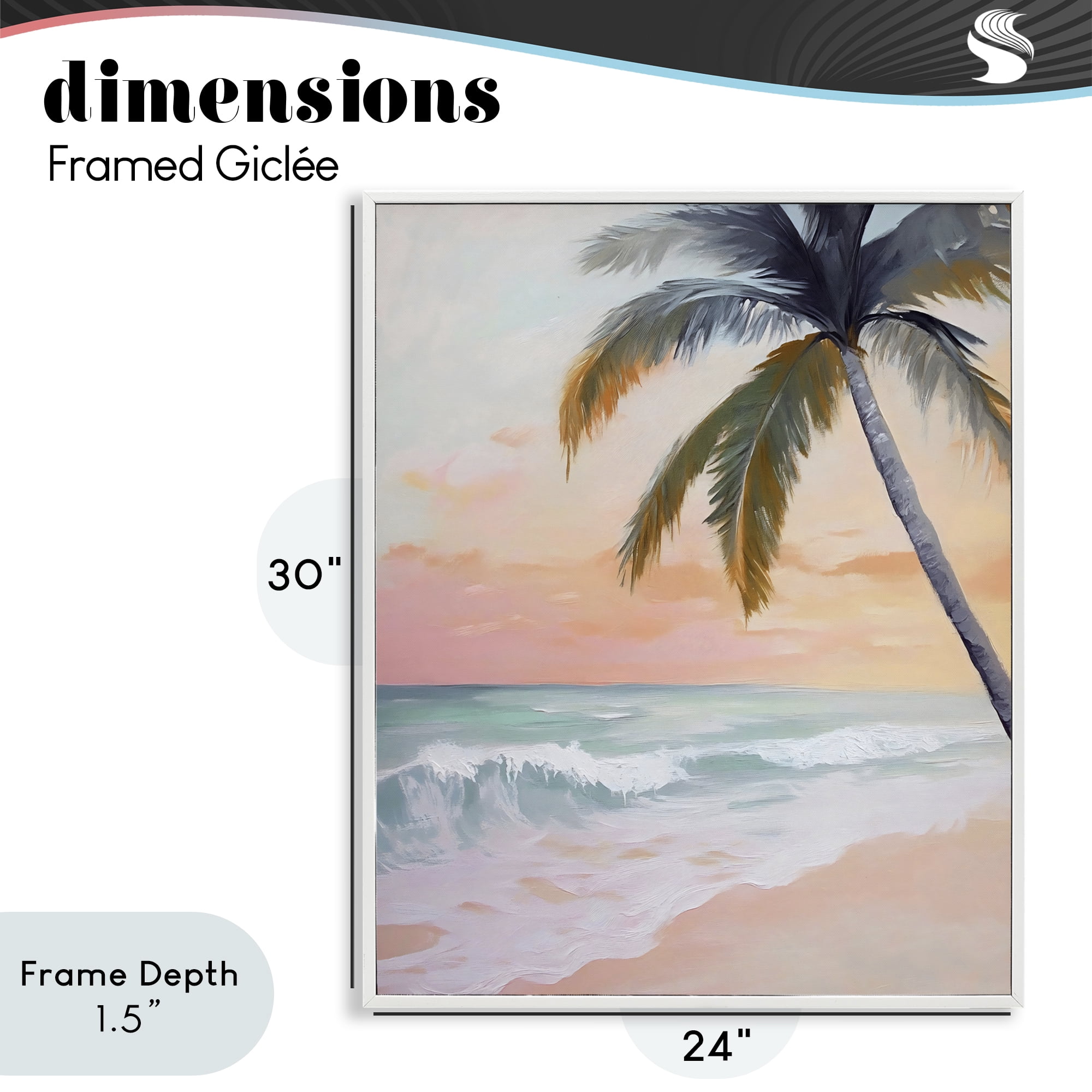 Stupell Industries Tranquil Sunset & Beach Palm White Framed Giclee Art, design by Creative Studio