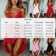 thumbnail image 3 of LNWUY Summer Dress for Women Spaghetti Strap Deep V Neck Dresses Vintage Boho Dress Solid Color Sleeveless Lace Trim Dress Blue L, 3 of 6