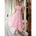 thumbnail image 4 of Elegant Pink Vintage Lace A-Line Midi Dress For Party Wedding Birthday Graduation, 4 of 6