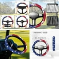 thumbnail image 4 of Jeiento Golf Cart Seat Covers 4 PCS with Steering Wheel Cover and 2PCS Golf Cart Flags Stars Golf Cart Seat Protector 13-14 Inch Steering Wheel Covers Club Car Flag Golf Cart Accessories, 4 of 5
