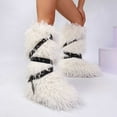 thumbnail image 5 of Miluxas Women's Knee-High Fluffy Snow Boots Tall Boots for Womens Long Winter Boots Fuzzy Boots Plush Warm Comfortable Outdoor Indoor Flat Shoes White 9.5(43), 5 of 6