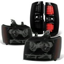 AKKON - For 07-14 Chevy Suburban Tahoe Black Smoked OE Headlights   LED Tail Brake Lamp Combo
