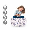 thumbnail image 2 of Peacock Christmas Storage Toy Bag Chair, Simplistic Design Abstract Pattern of Birds and Symbols, Stuffed Animal Organizer Washable Bag, Large Size, Pearl Indigo Pale Blue, by Ambesonne, 2 of 3