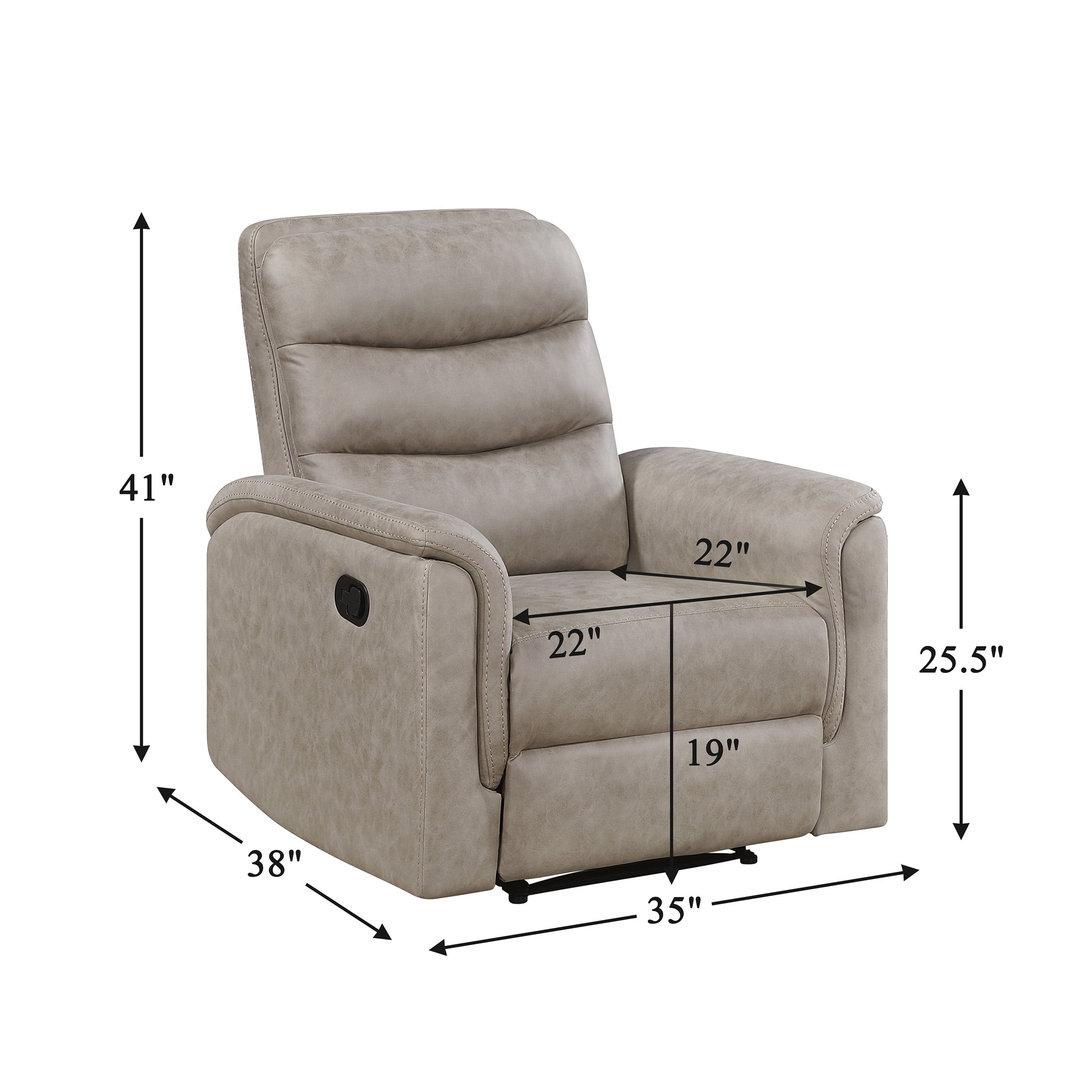 OakvillePark Solstice Microfiber Manual Reclining Chair, Taupe
