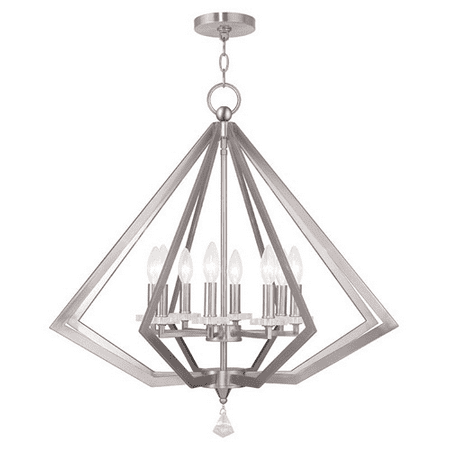 

Chandeliers 8 Light With Brushed Nickel Finish size 28 in 480 Watts - World of Crystal