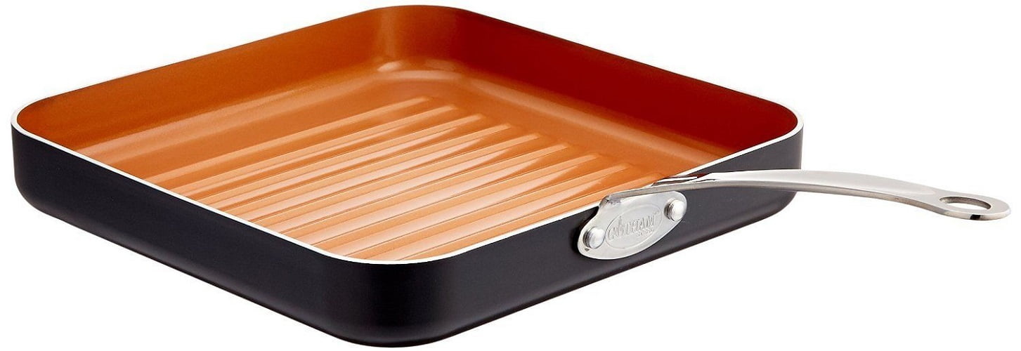 GOTHAM STEEL 10.5-inch Non-Stick Grill Pan with Ti-Cerama Surface Copper 