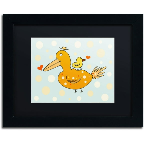 Carla Martell 'Bird and Baby' Black Matted Framed Art