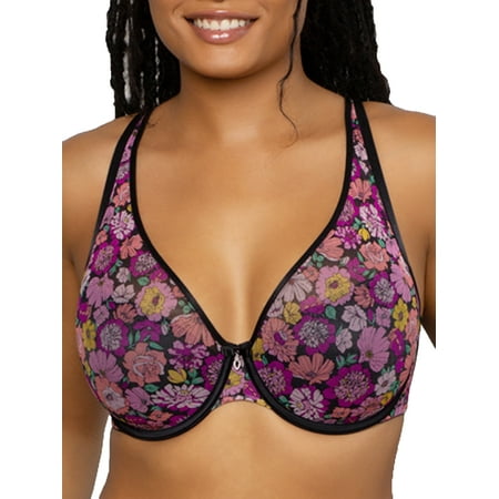 

Sheer Mesh Plunge T-Shirt Bra - Retro Roses