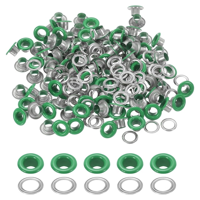Uxcell 110 Pcs Ojetes con Arandelas 3/16" Kit de Grommets Verde